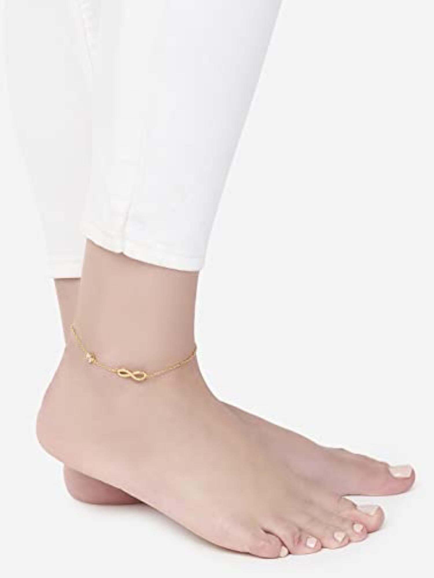 Infinity Shape Anklet with Solitaire Crystal Diamonds